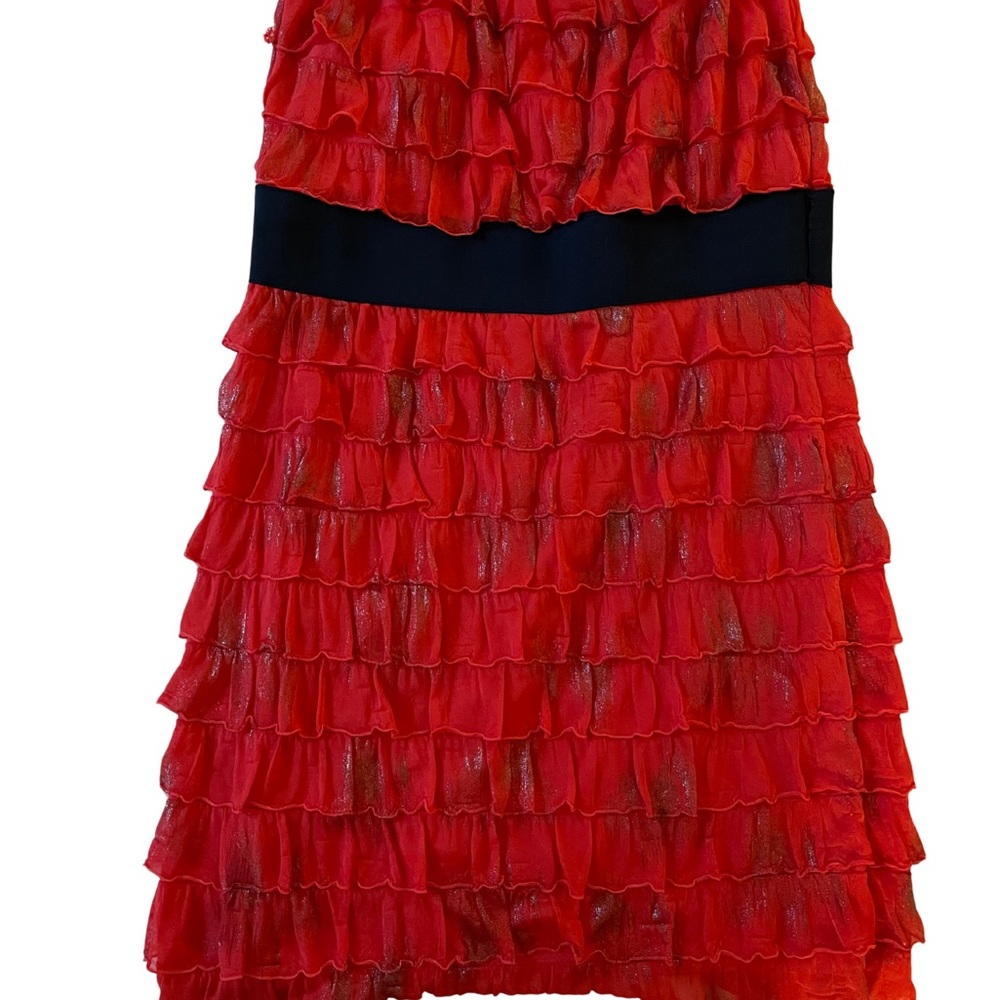 Elegant Red Ruffle Strapless mini Dress